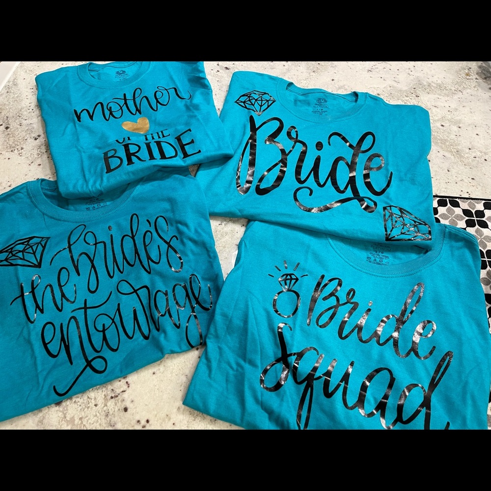 Wonderful coordinated tshirt set for the bridal party.